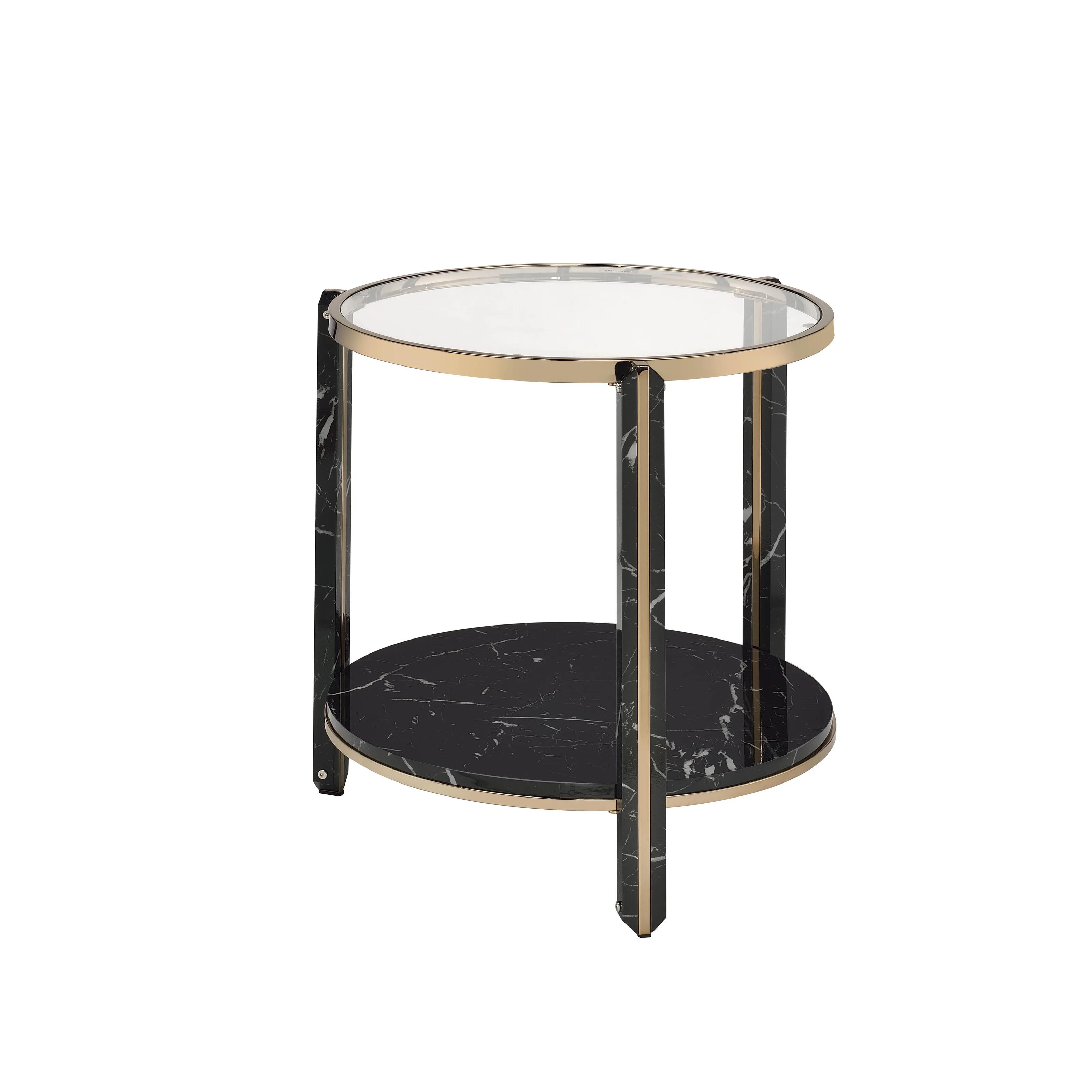 

    
Modern Black Marble & Champagne End Table by Acme Thistle 83307
