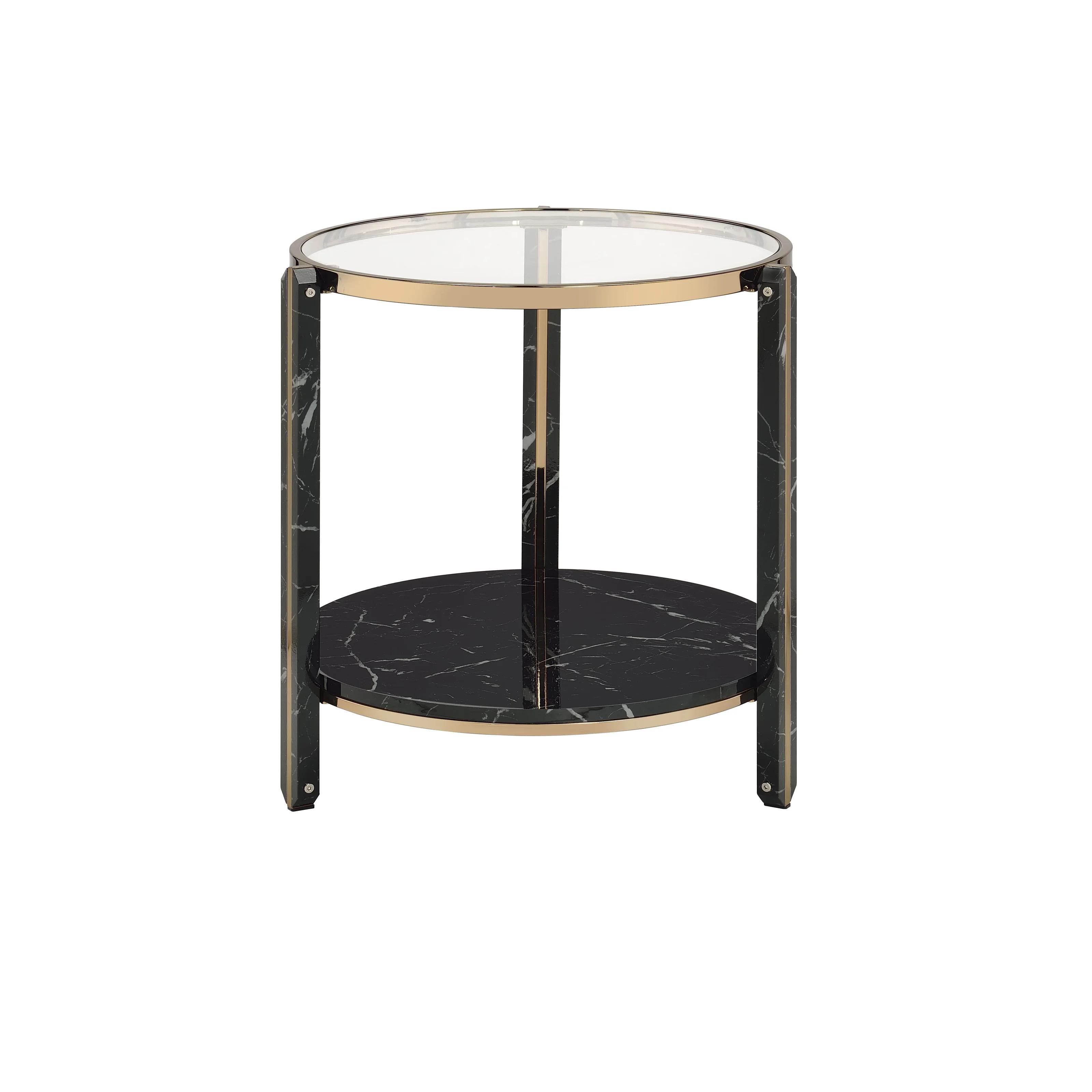 

    
Modern Black Marble & Champagne End Table by Acme Thistle 83307
