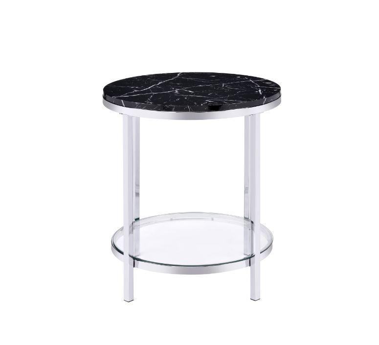 

    
Modern Black Marble & Chrome End Table By Acme Virlana 82477

