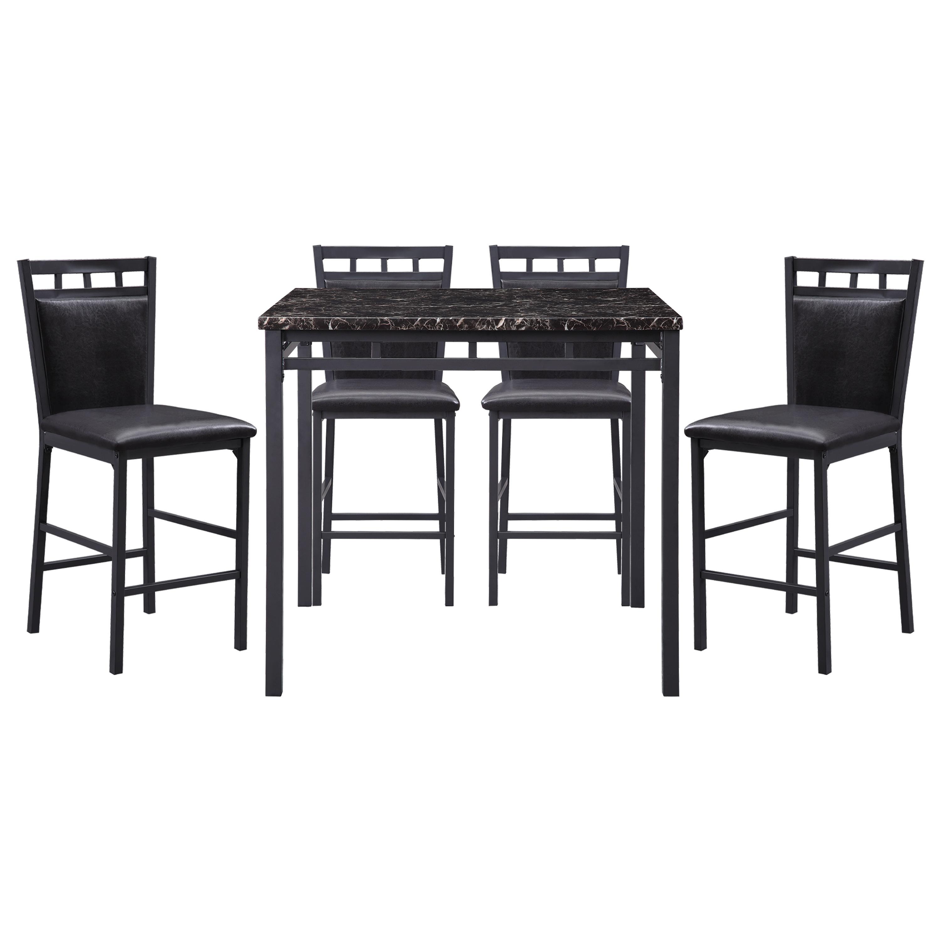 Modern Counter Height Set 5275-36 Olney 5275-36 in Black Faux Leather