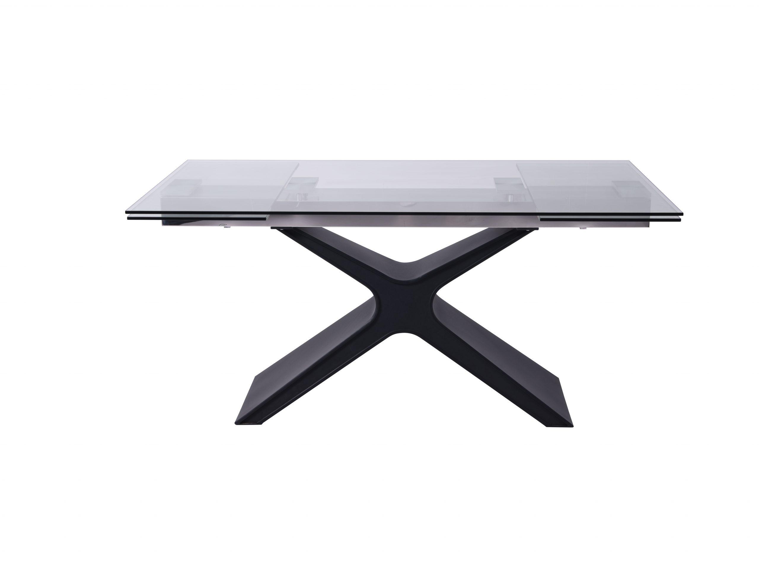

    
Modern Black Metal & Tempered Clear Glass Dining Table WhiteLine DT1716-BLK West
