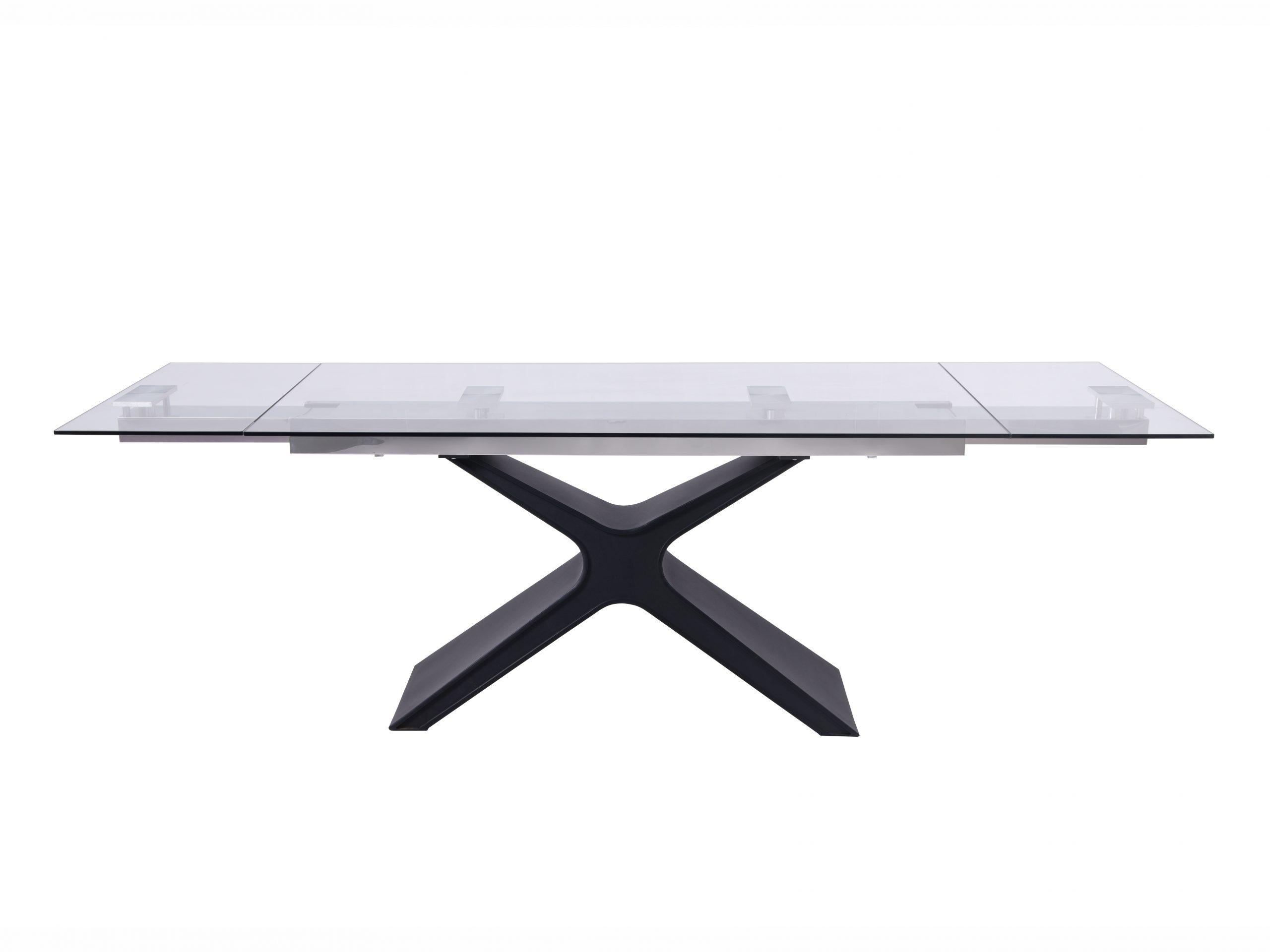 

    
Modern Black Metal & Tempered Clear Glass Dining Table WhiteLine DT1716-BLK West
