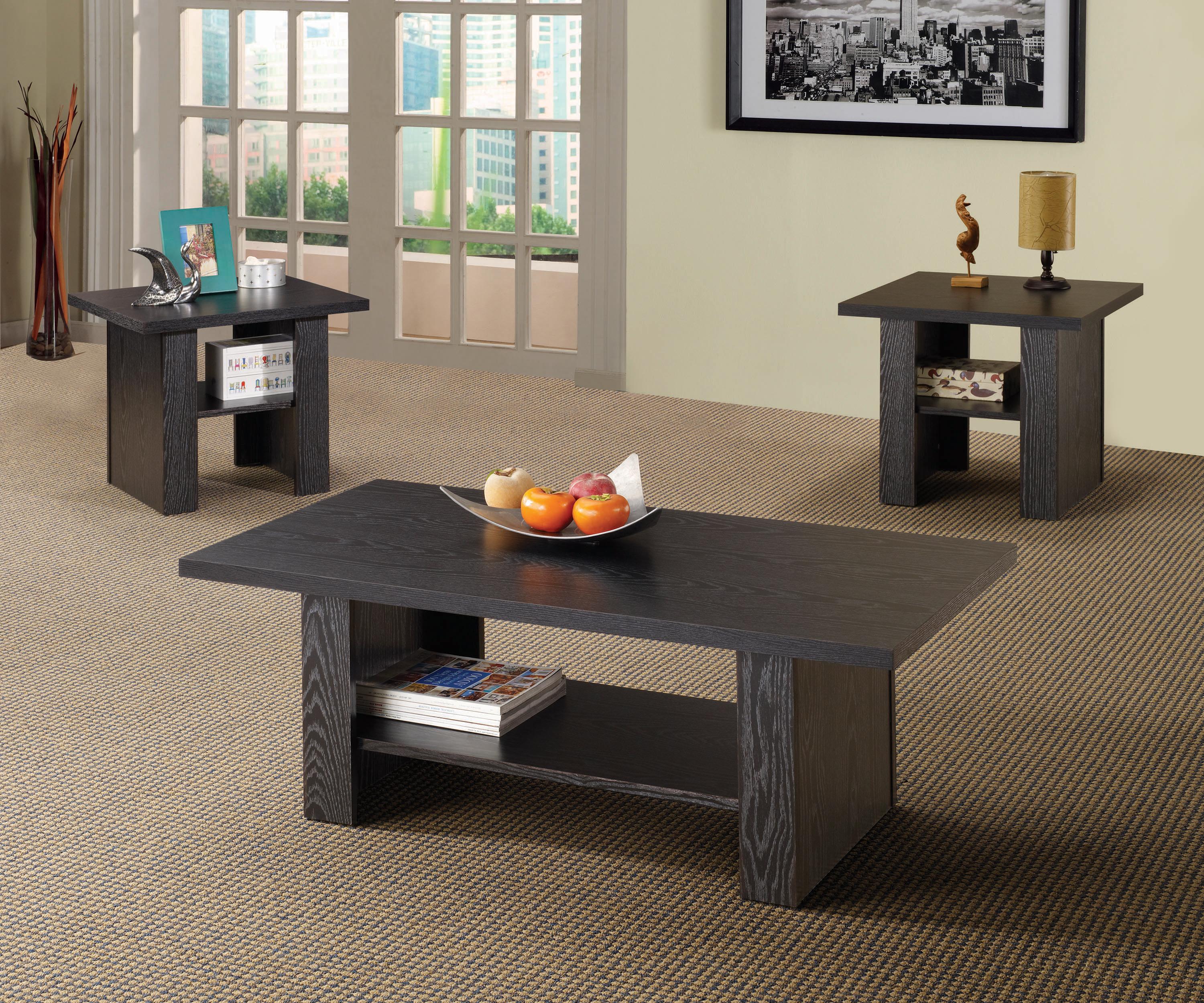 

    
Modern Black Oak Finish Wood Coffee Table Set 3pcs Coaster 700345
