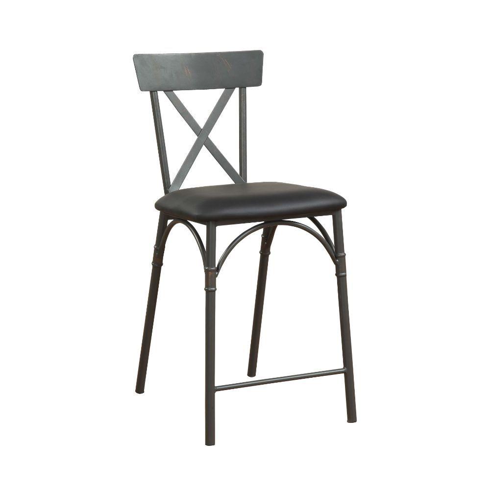 Modern Counter Height Chair Itzel 72087-2pcs in Black PU