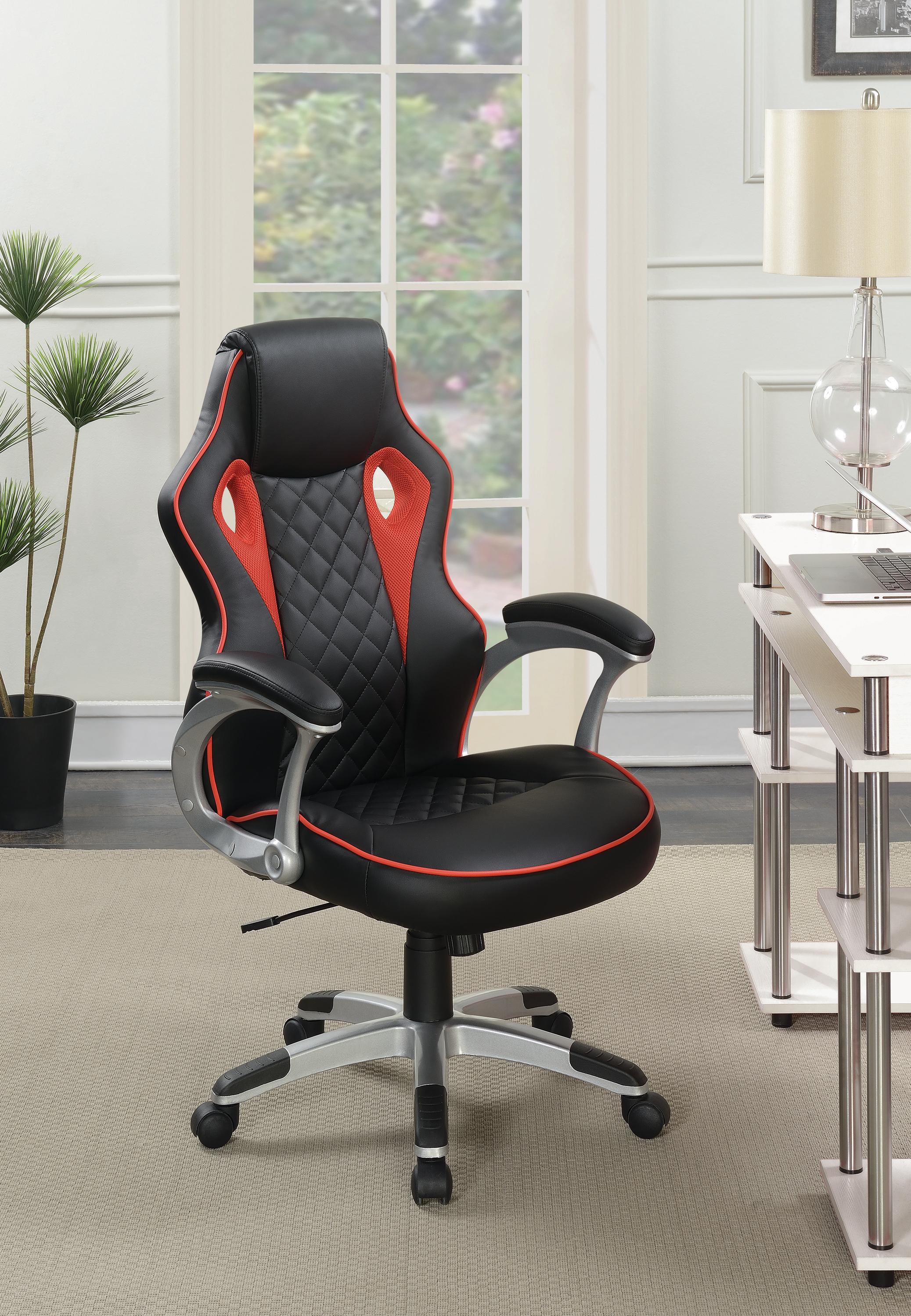 

    
Modern Black & Red Leatherette Office Chair Coaster 801497
