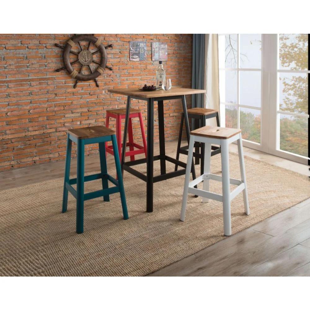 

    
Modern Black/Red/Teal/White Bar Table + 4x Stools Set by Acme Jacotte 72330-5pcs
