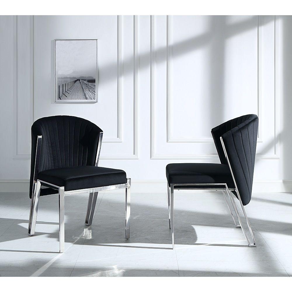 Modern Side Chair Set Fallon Side Chair Set 2PCSDN01955-C-2PCS DN01955-C-2PCS in Silver, Black Velvet