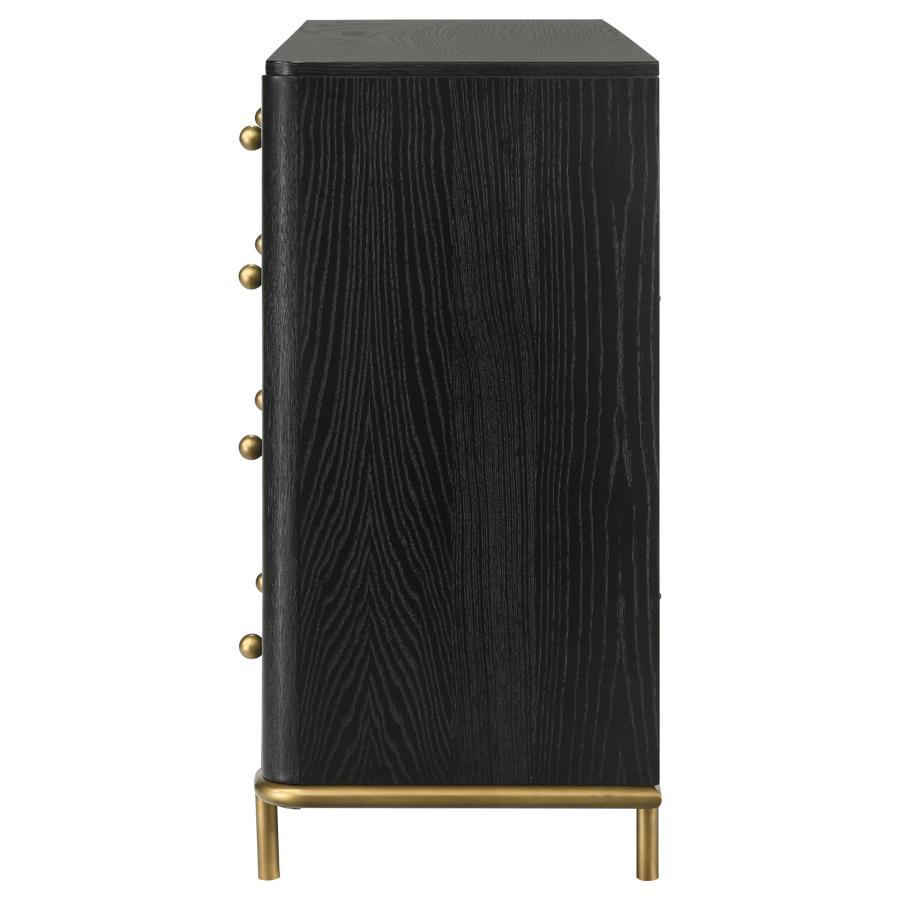 

    
 Shop  Modern Black Solid Wood King Panel Bedroom Set 6PCS Coaster Arini 224330KE
