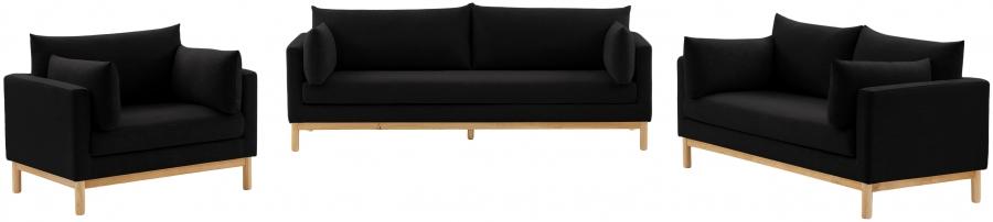 

    
Modern Black Solid Wood Living Room Set 2PCS Meridian Furniture Langham 157Black-S-2PCS

