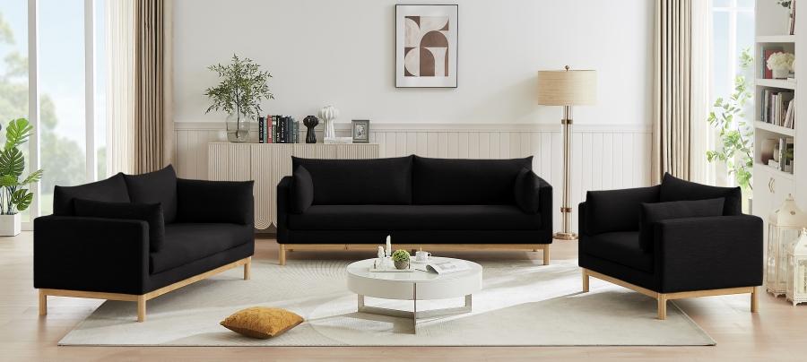 

    
Modern Black Solid Wood Living Room Set 2PCS Meridian Furniture Langham 157Black-S-2PCS

