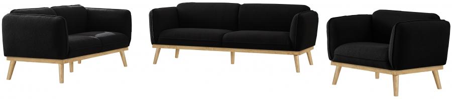 

    
Modern Black Solid Wood Living Room Set 3PCS Meridian Furniture Nolita 159Black-S-3PCS
