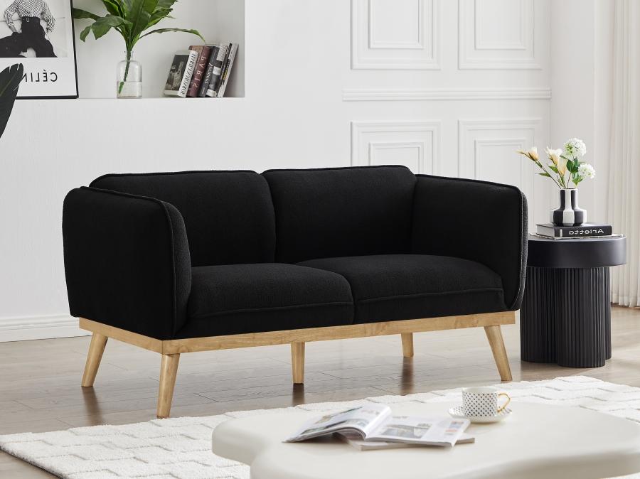 

    
Modern Black Solid Wood Loveseat Meridian Furniture Nolita 159Black-L
