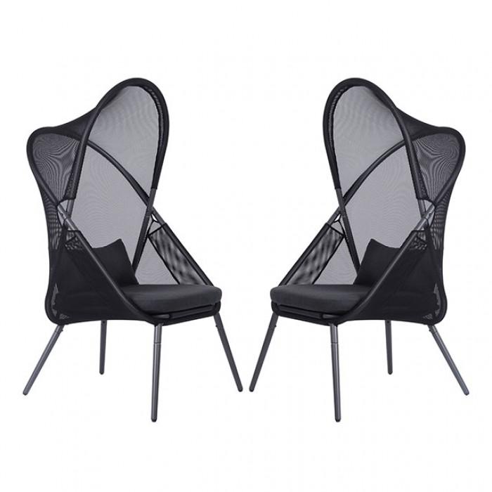 Modern Outdoor Chair Set Alverta Outdoor Chair Set 2PCS GM-1014BK-2PK GM-1014BK-2PK in Black Polyester