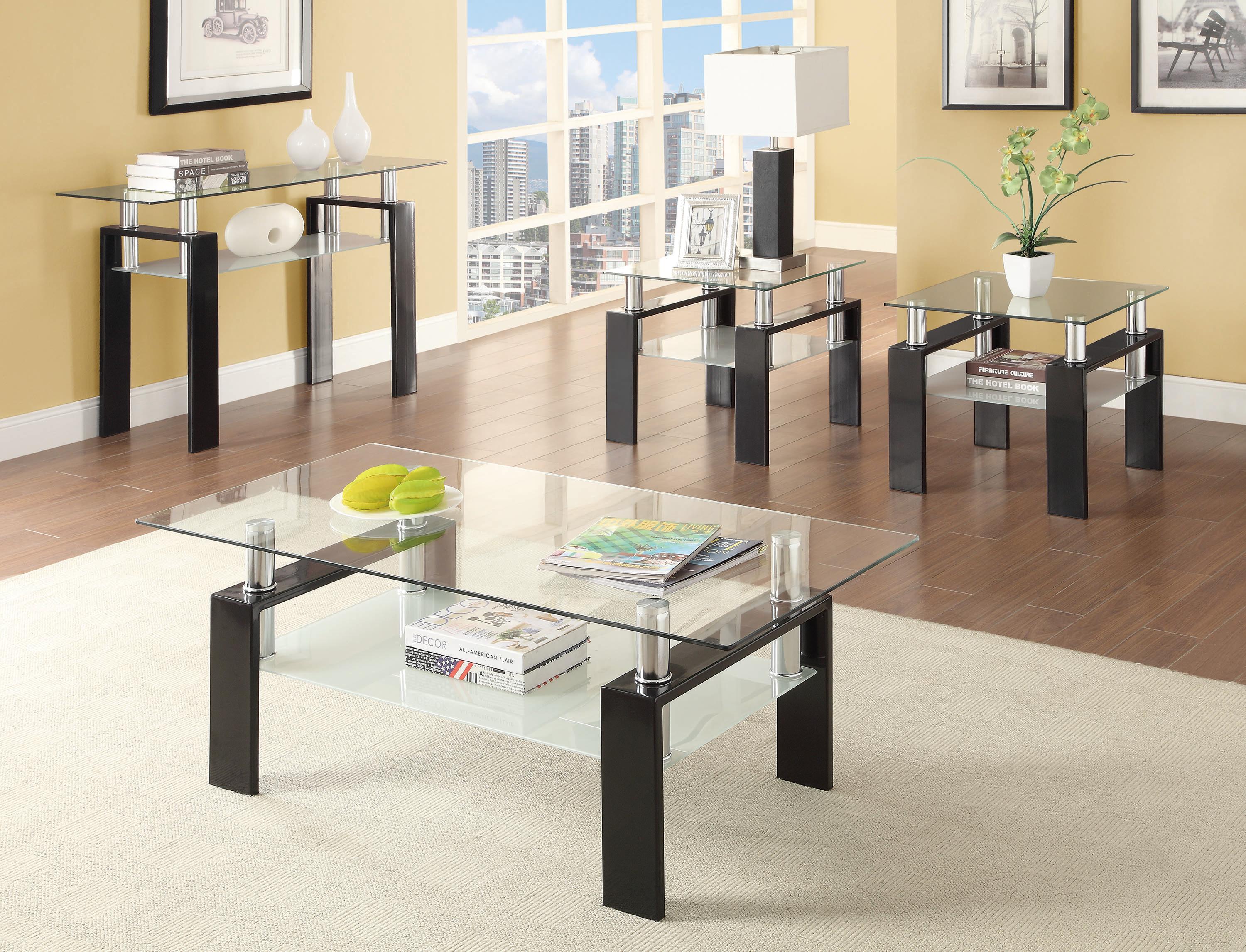 

    
Modern Black Tempered Glass Top Coffee Table Set 4pcs Coaster 702288-S4
