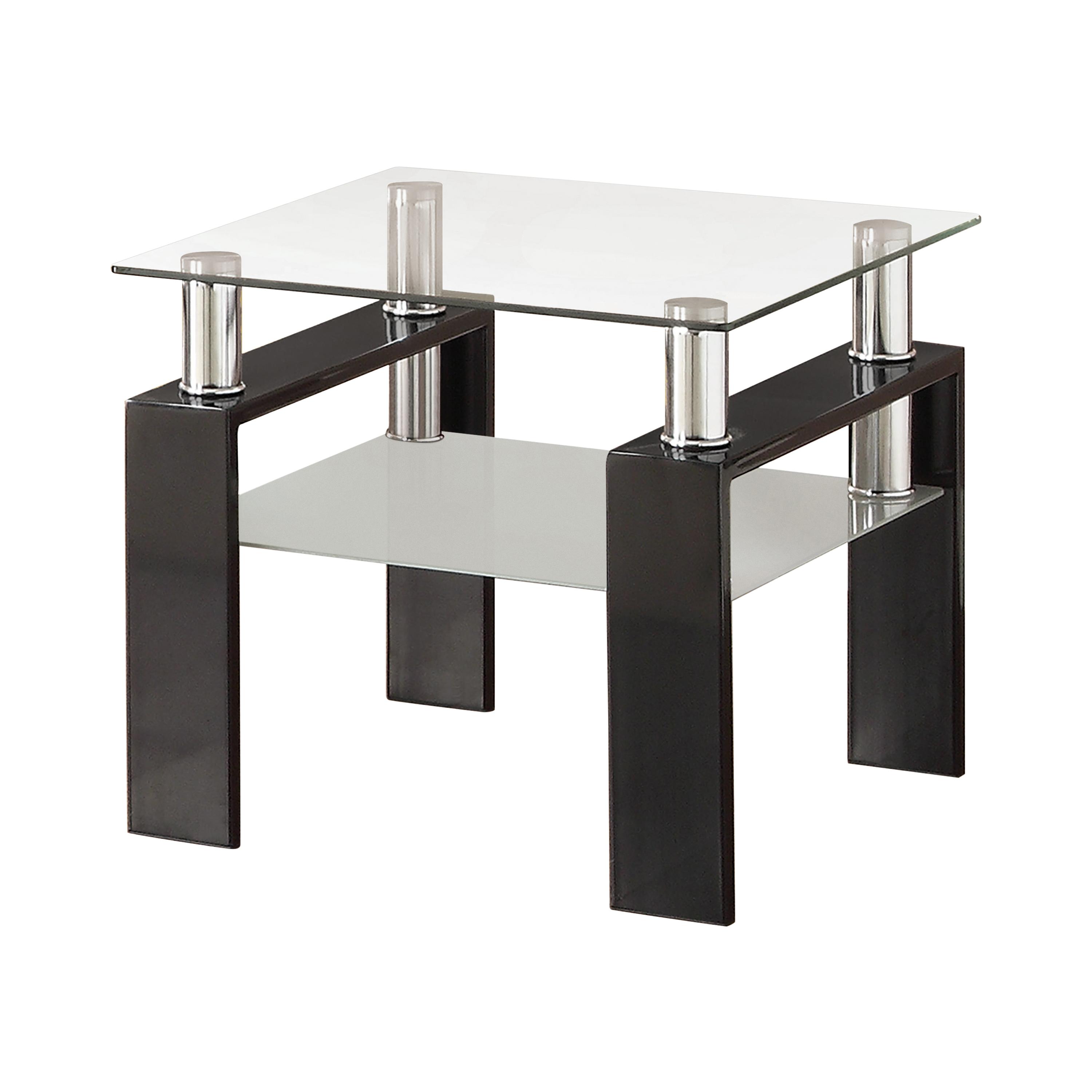 

    
Modern Black Tempered Glass Top End Table Coaster 702287
