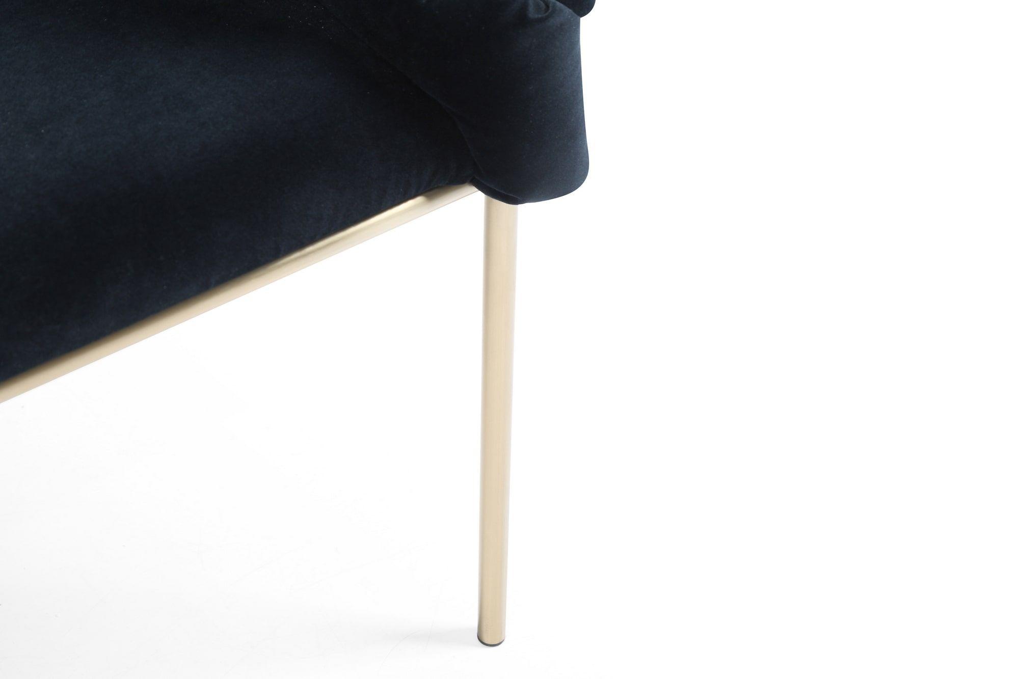 

    
VGVCB202A-2pcs Modern Black Velour Fabric & Brass Legs Dining Chairs Set by VIG Modrest Debra
