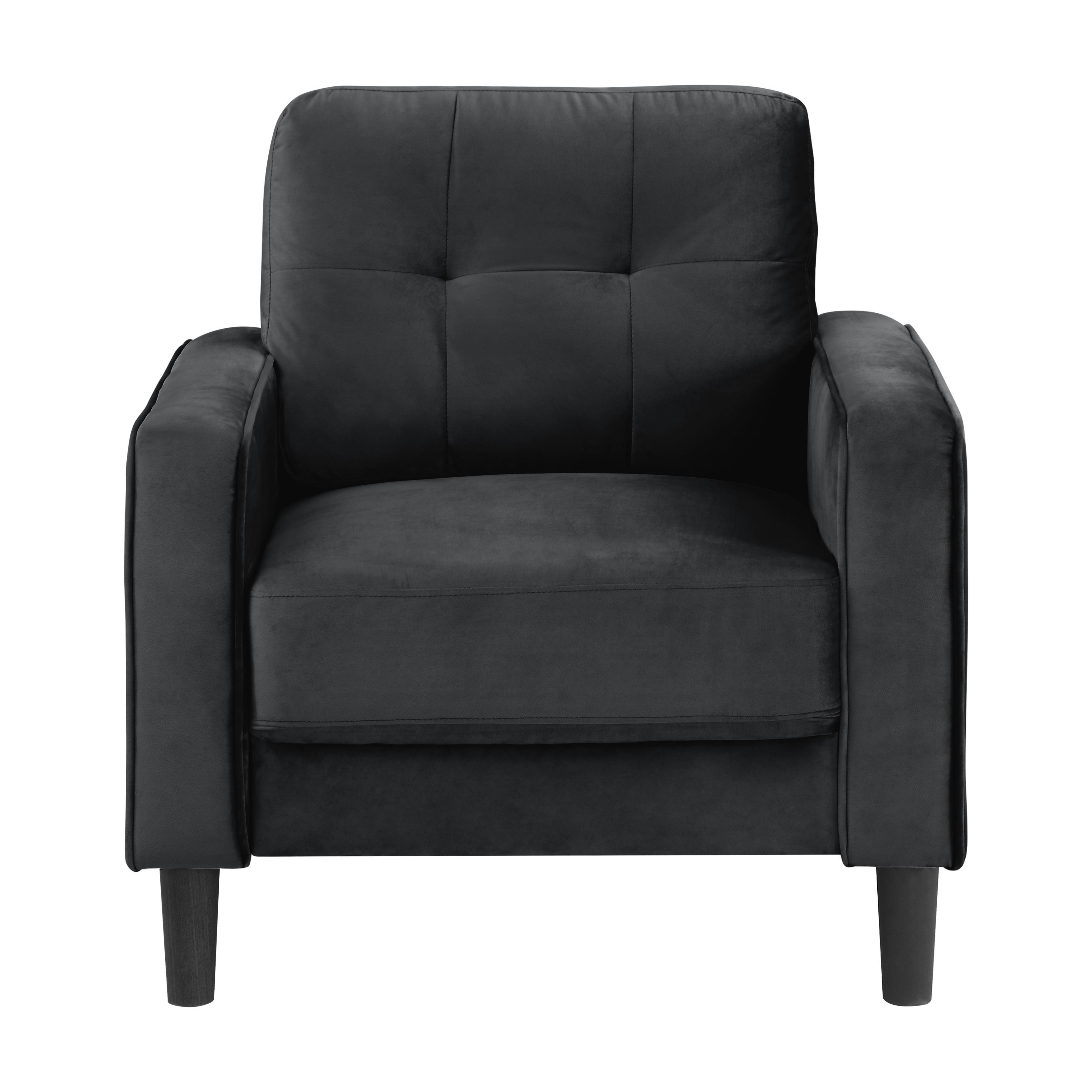 Modern Arm Chair 9208BK-1 Beven 9208BK-1 in Black Velvet