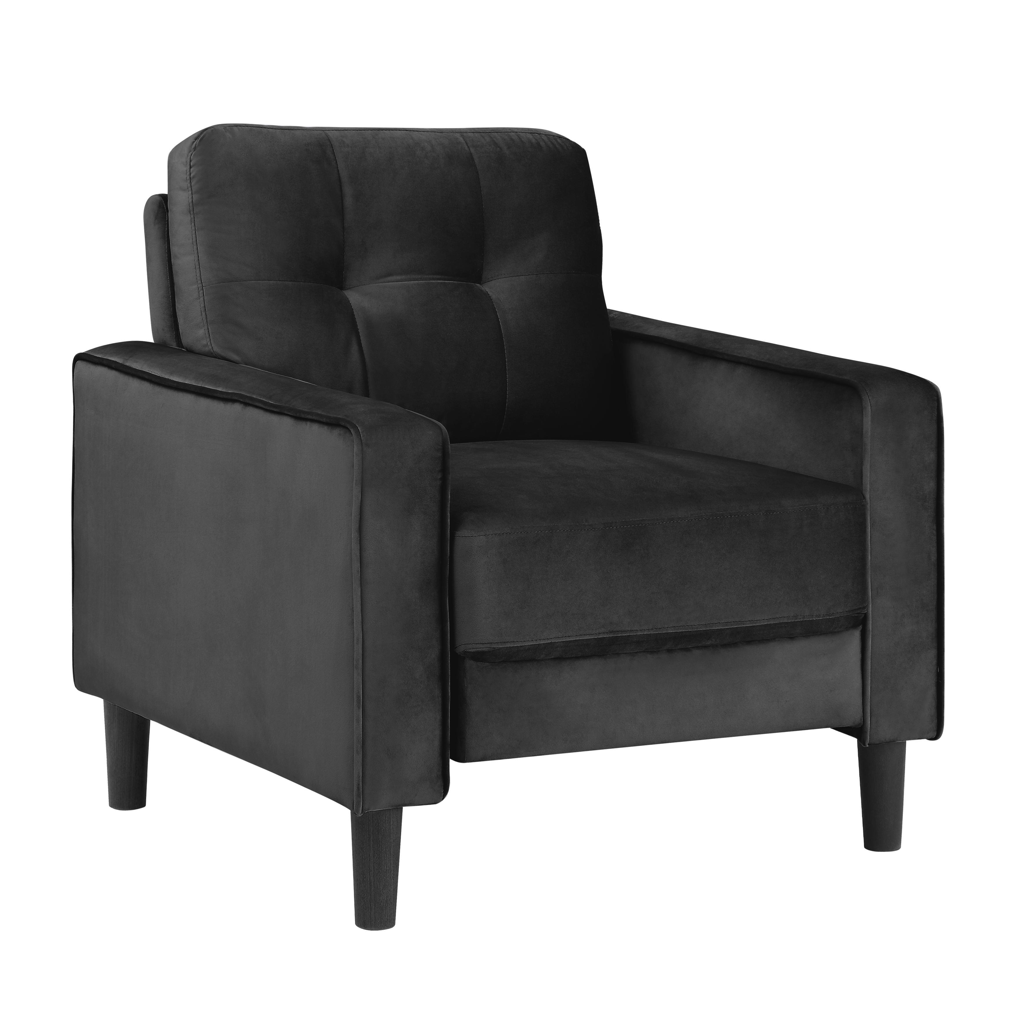 

    
Modern Black Velvet Arm Chair Homelegance 9208BK-1 Beven
