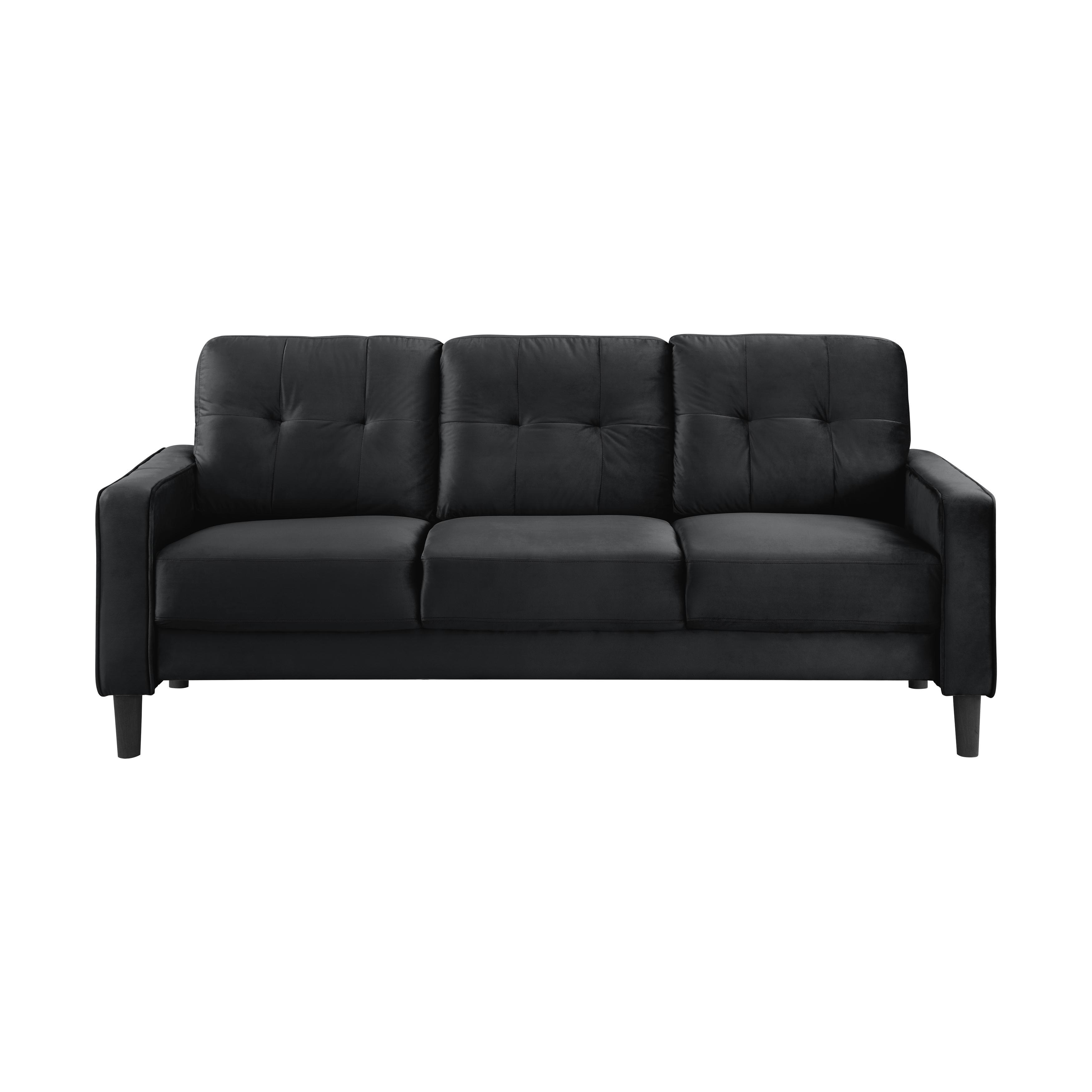 Modern Sofa 9208BK-3 Beven 9208BK-3 in Black Velvet