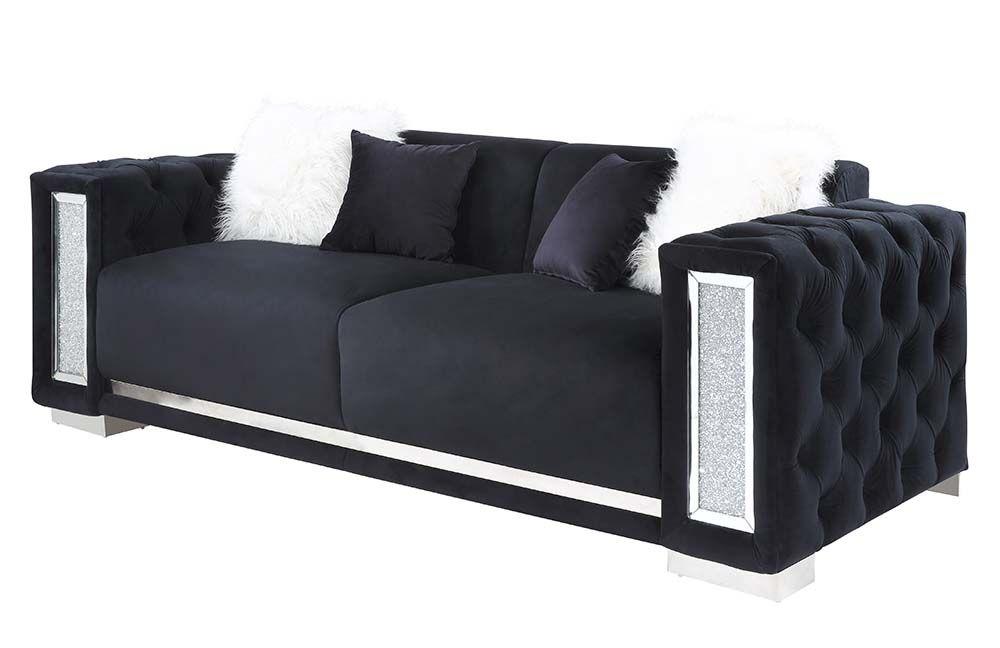 

    
Modern Black Velvet Sofa + Loveseat by Acme Trislar LV01397-2pcs
