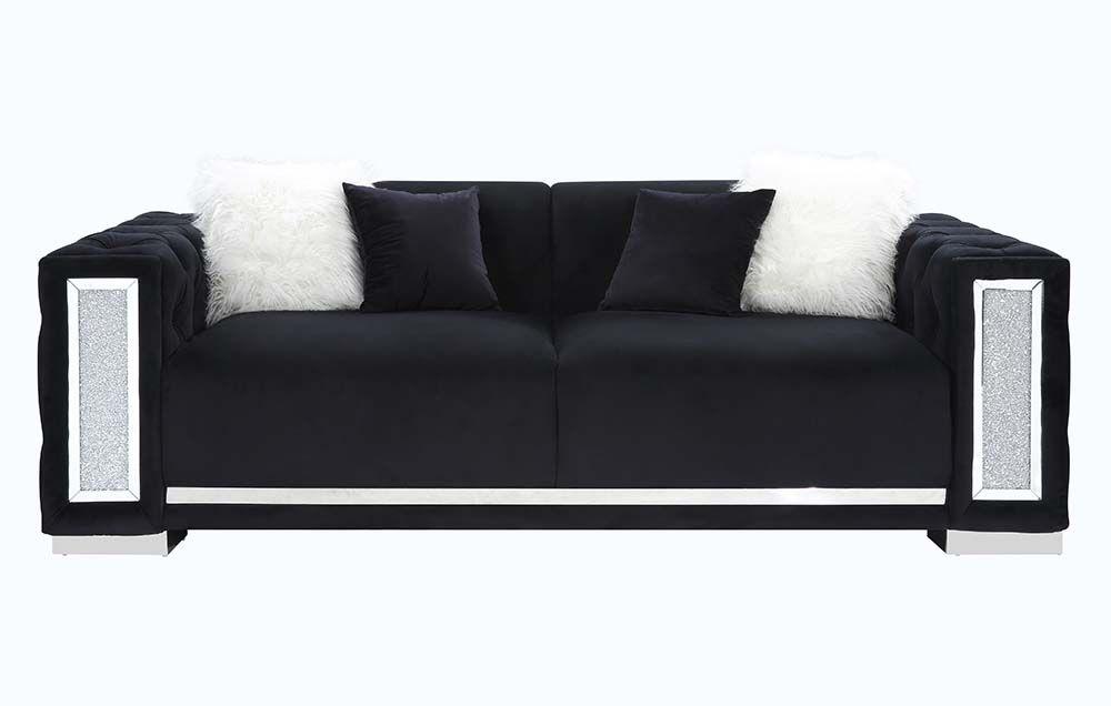 

                    
Acme Furniture Trislar Sofa and Loveseat Set Black Velvet Purchase 
