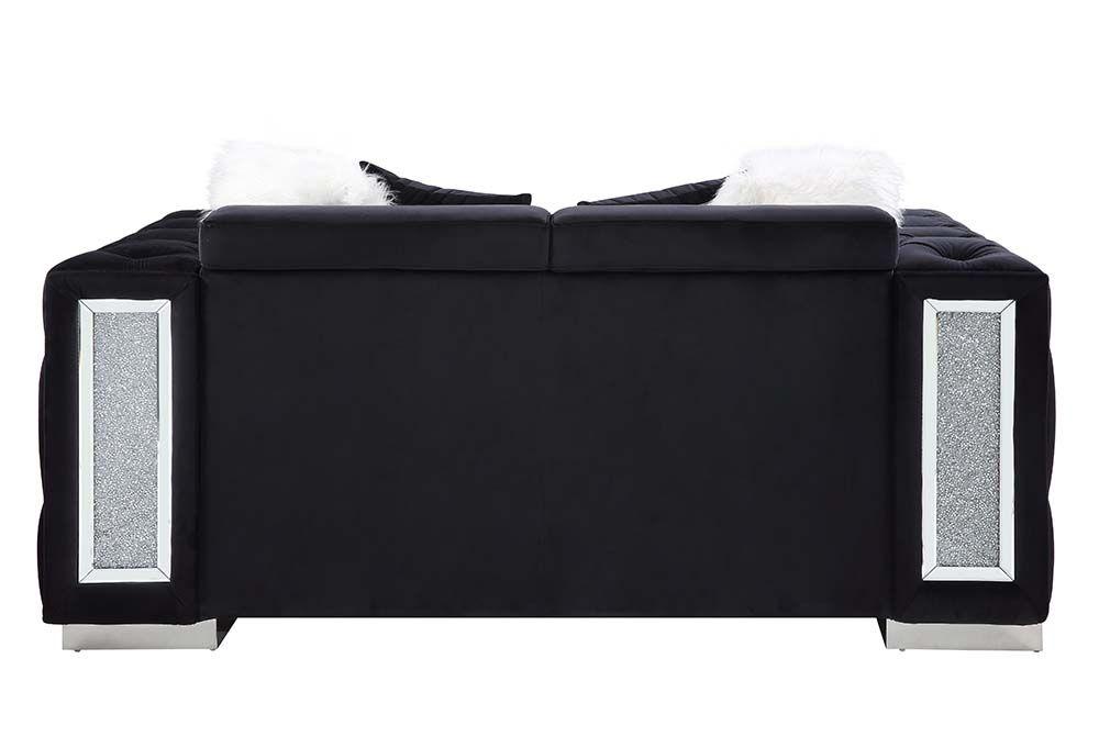 

    
LV01397-2pcs Modern Black Velvet Sofa + Loveseat by Acme Trislar LV01397-2pcs
