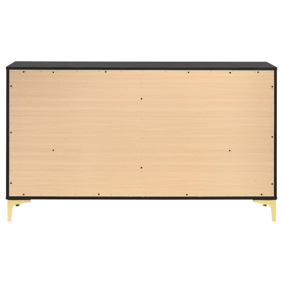 

                    
Coaster Kendall California King Panel Bedroom Set 5PCS 224451KW-5PCS Panel Bedroom Set Gold/Black Fabric Purchase 

