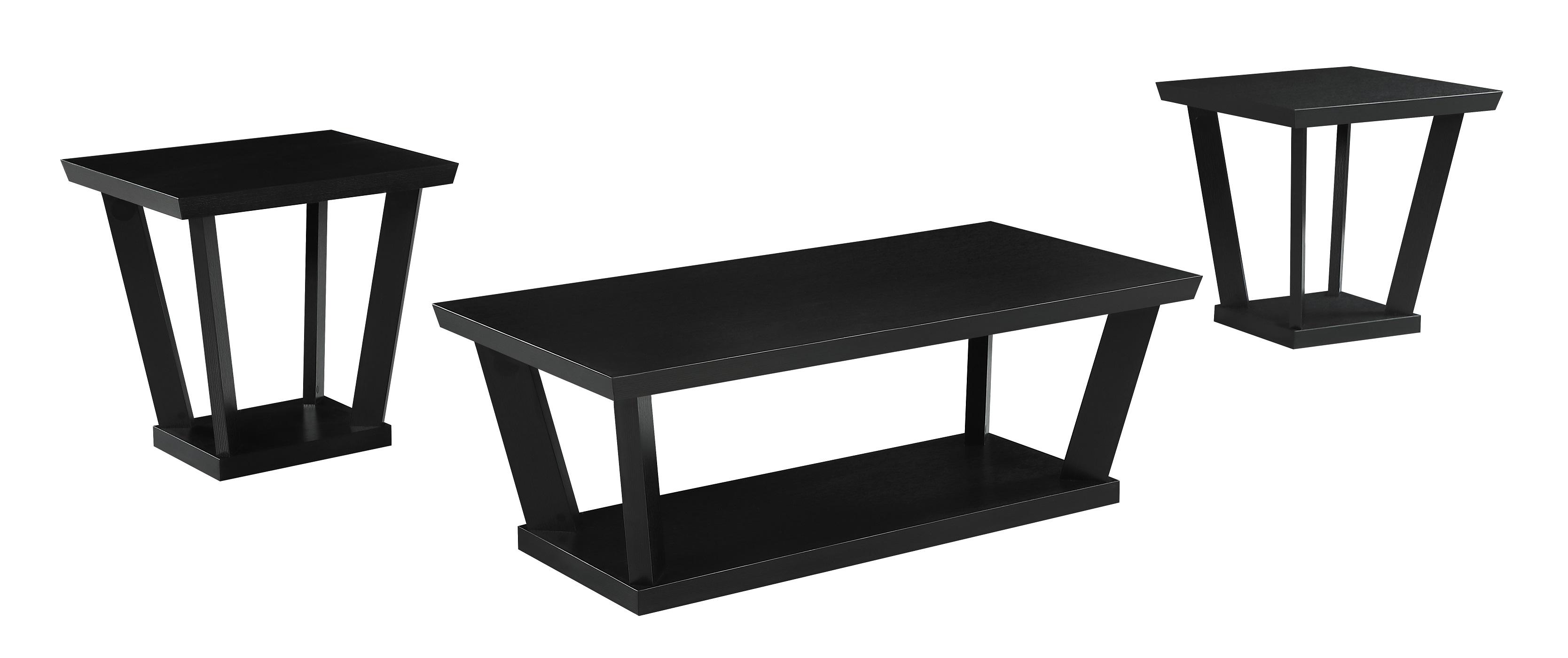 

    
Modern Black Wood Coffee Table Set 3pcs Coaster 753434
