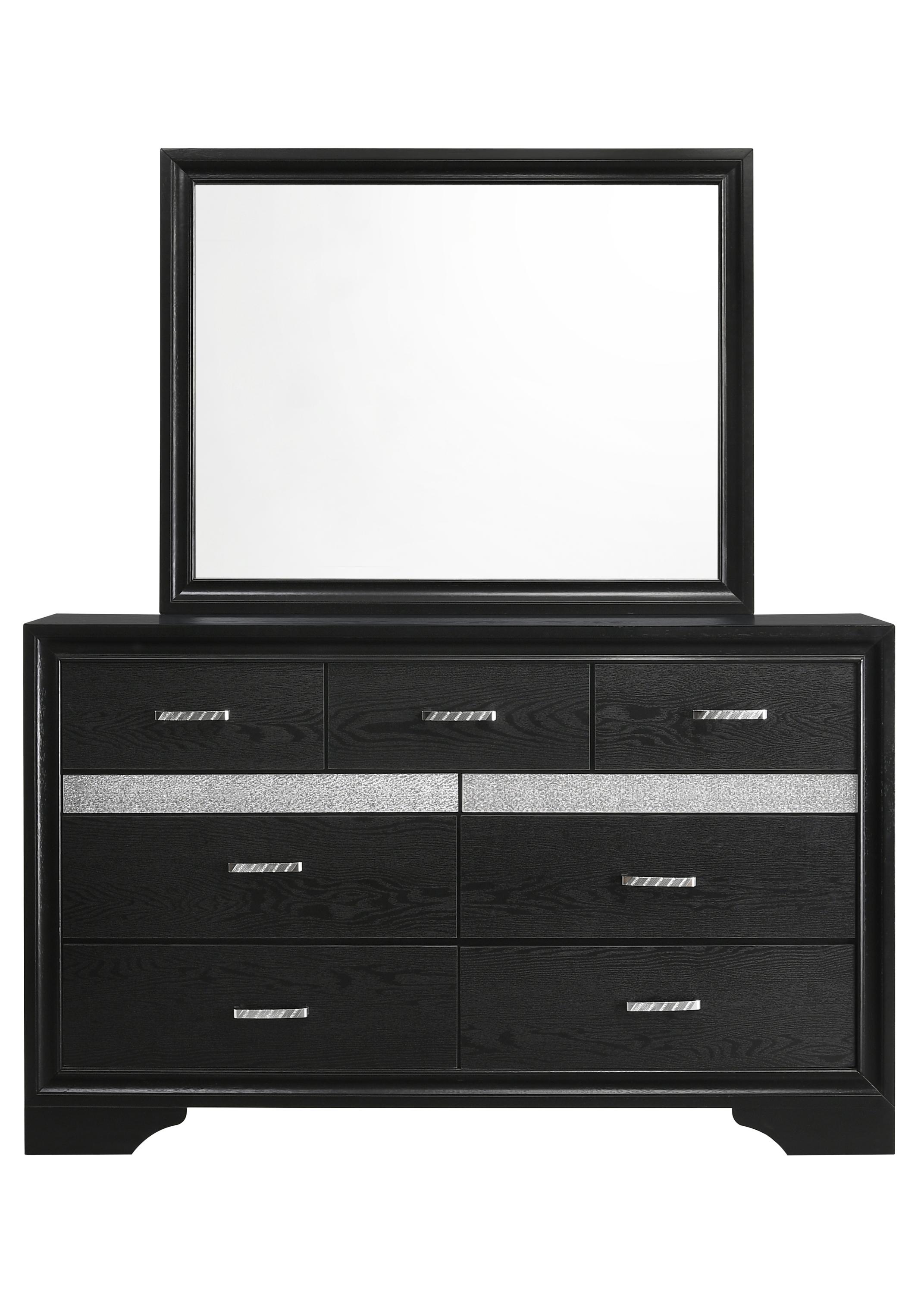 Modern Dresser w/Mirror 206363-2PC Miranda 206363-2PC in Black 