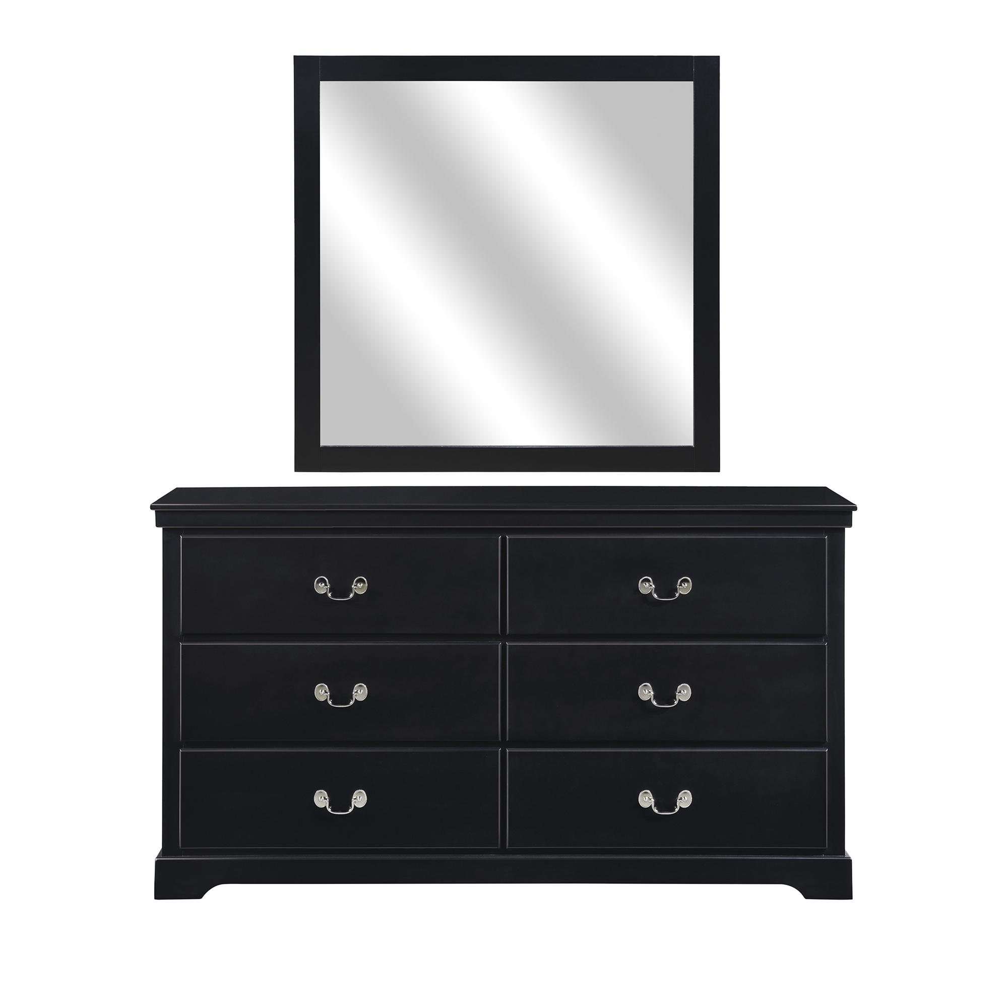 Modern Dresser w/Mirror 1519BK-5*6-2PC Seabright 1519BK-5*6-2PC in Black 