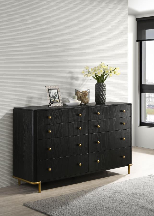 Modern Dresser With Mirror Arini Dresser With Mirror 2PCS 224333-D-2PCS 224333-D-2PCS in Gold, Black 