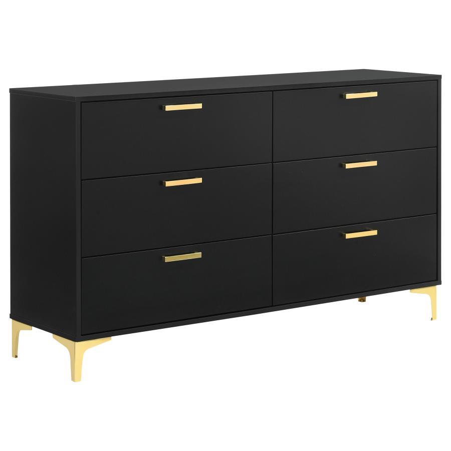 Contemporary, Modern Dresser With Mirror Kendall Dresser With Mirror 2PCS 224453-D-2PCS 224453-D-2PCS in Gold, Black 