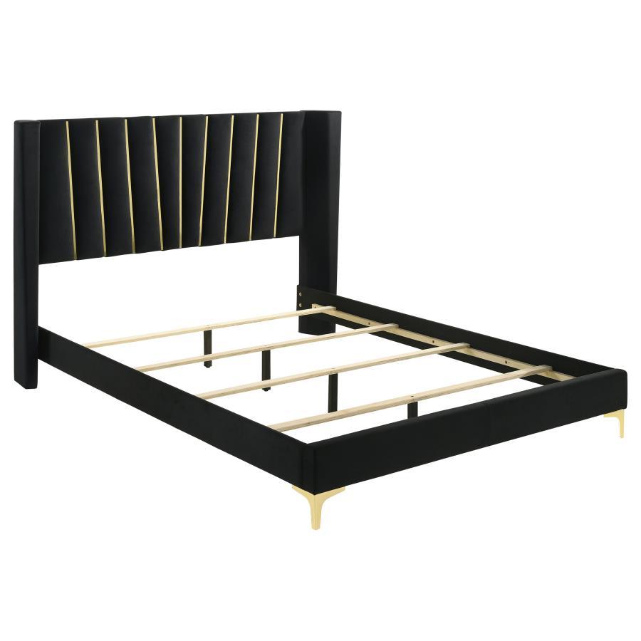 

                    
Coaster Kendall King Panel Bed 301161KE Panel Bed Black Fabric Purchase 
