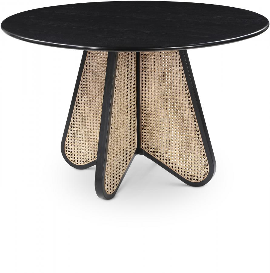 

    
Modern Black Wood Round Dining Table Meridian Furniture Butterfly 705Black-T
