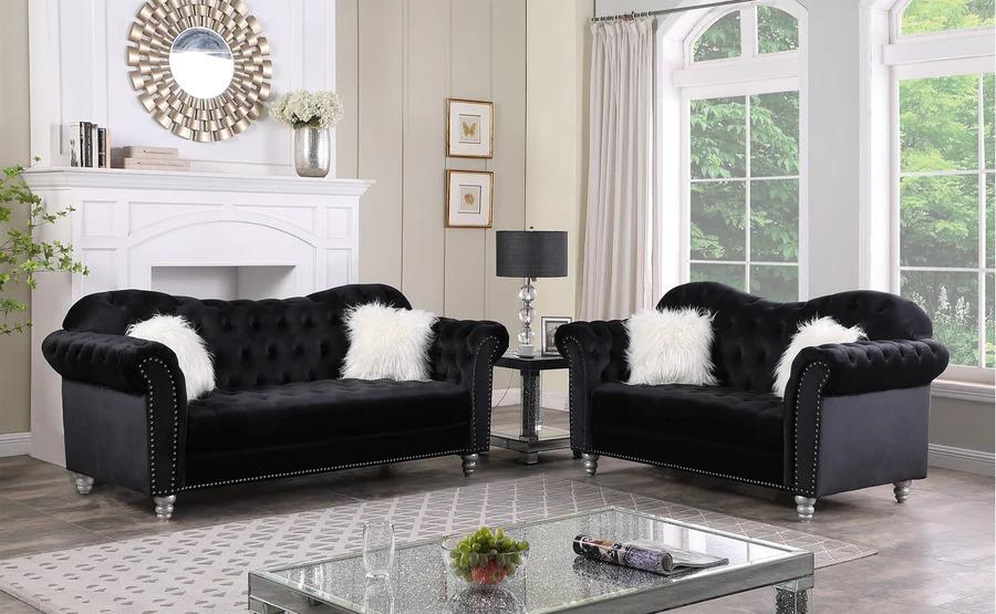 

    
Modern Black Velvet Sofa McFerran SF7140
