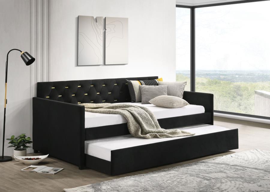 

    
Modern Black Wood Twin Daybed w/Trundle Coaster Kendall 300826
