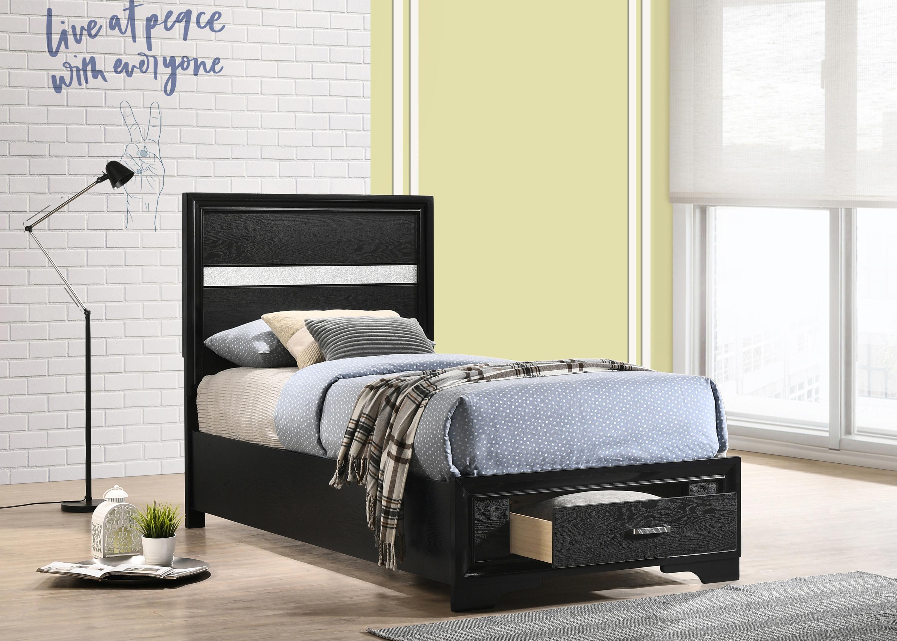 

    
Modern Black Wood Twin Storage Bedroom Set 3pcs Coaster 206361T Miranda
