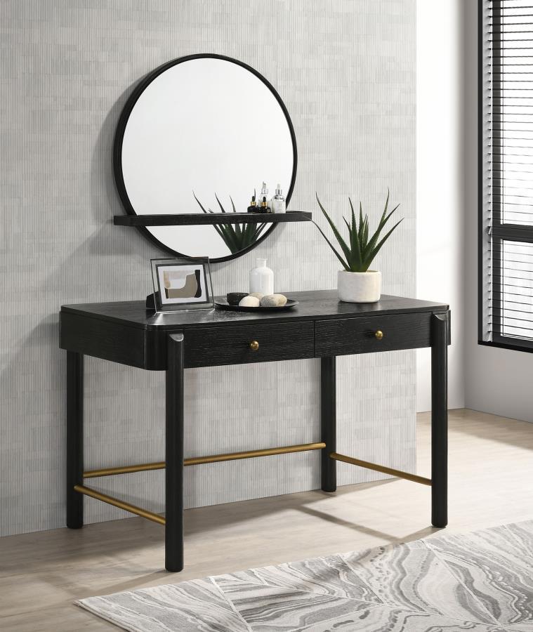 Modern Vanity With Mirror Arini Vanity Desk with Mirror Set 2PCS 224337-D-2PCS 224337-D-2PCS in Gold, Black 
