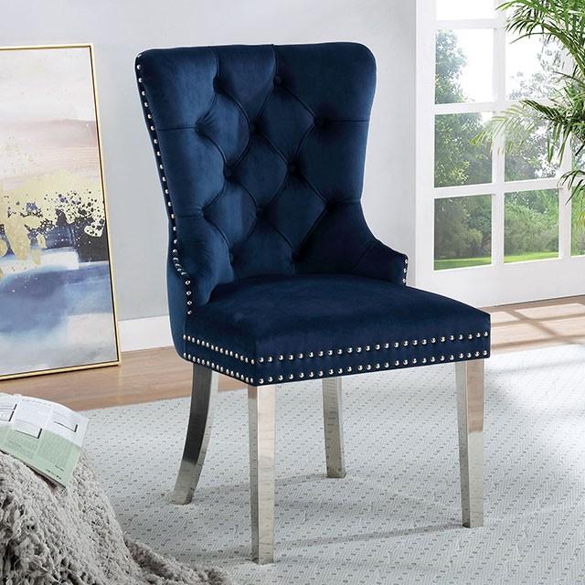 

    
Modern Blue Dining Wingback Chair Flannelette 2pcs JEWETT CM-AC261NV-2PK
