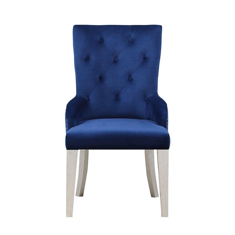 

    
Modern Blue Fabric & Antique Platinum Chair by Acme Varian 66162
