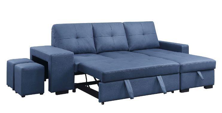 

    
Modern Blue Fabric Futon Sofa by Acme Strophios 54650
