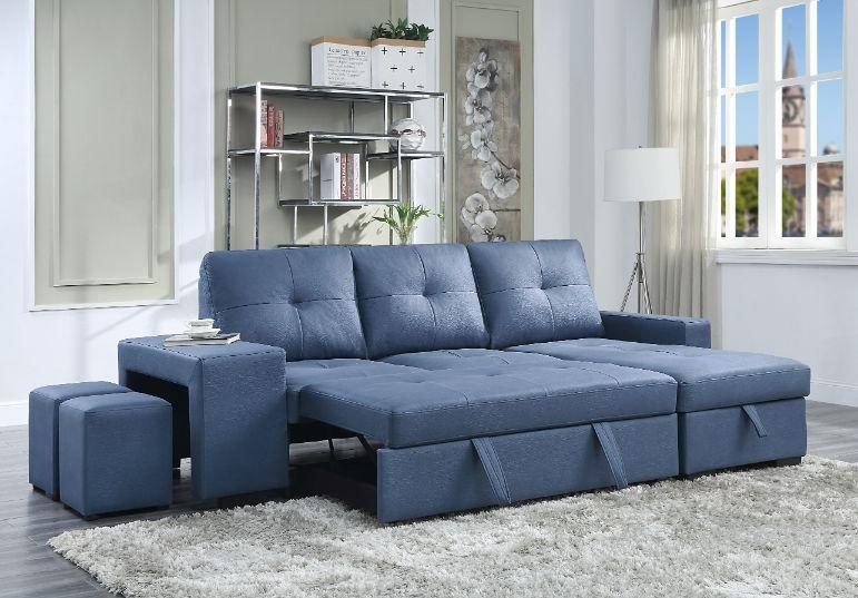 

                    
Buy Modern Blue Fabric Futon Sofa by Acme Strophios 54650
