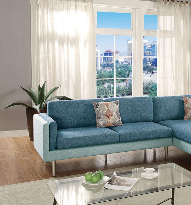 

    
Modern Blue Fabric Upholstered 2-Pcs Sectional Sofa Set F6552 Poundex
