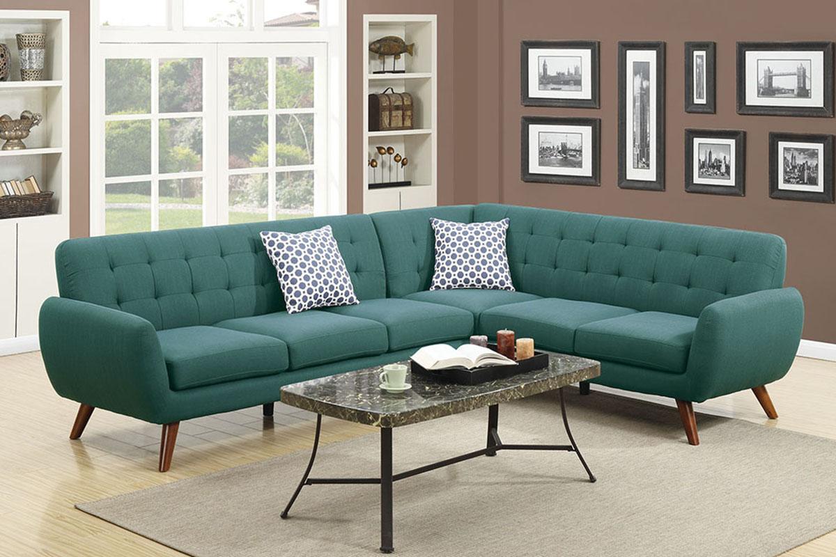 Contemporary, Modern Sectional Sofa F6963 F6963 in Blue, Lagoon Fabric