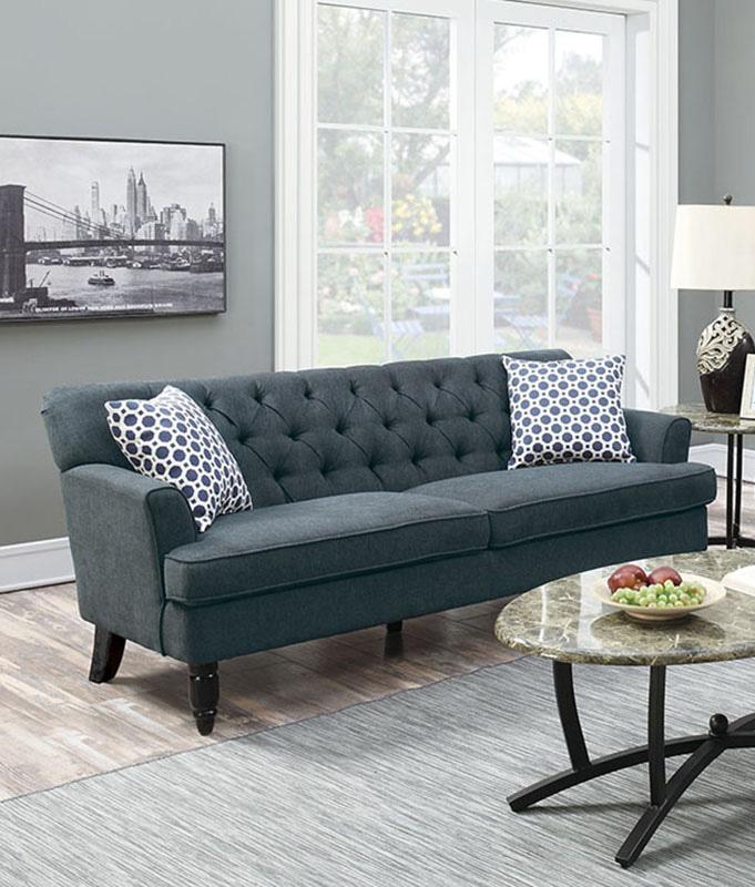 

    
Blue Fabric Sofa Loveseat Set 2 Pcs F6941 Poundex Contemporary Modern
