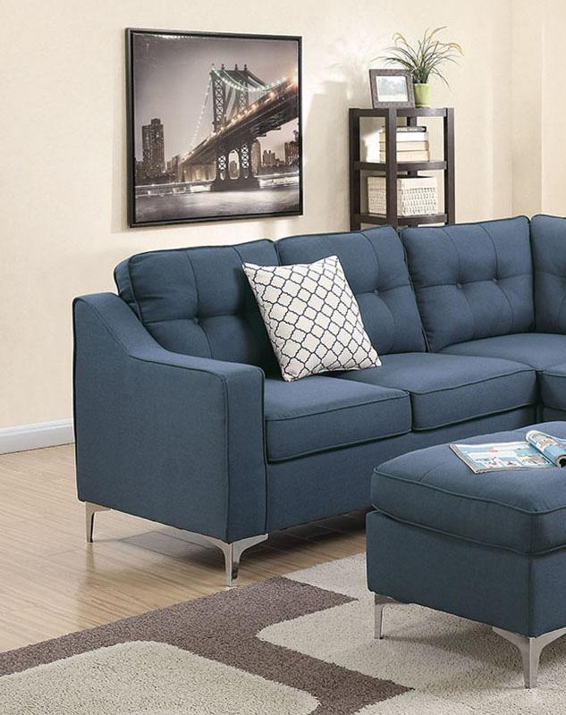 

    
Blue Fabric  Sectional Sofa Set F6999 Poundex Modern Contemporary
