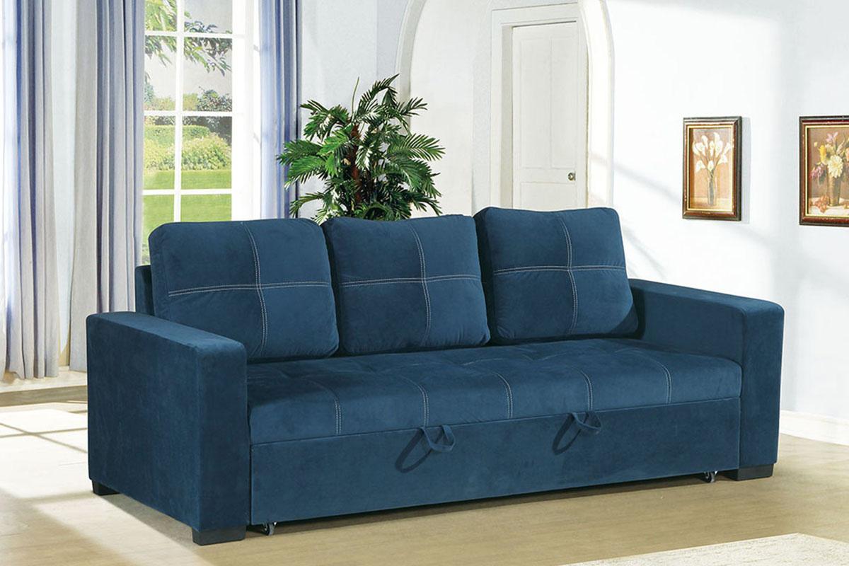 

    
Poundex Furniture F6531 Convertible Sofa Blue F6531
