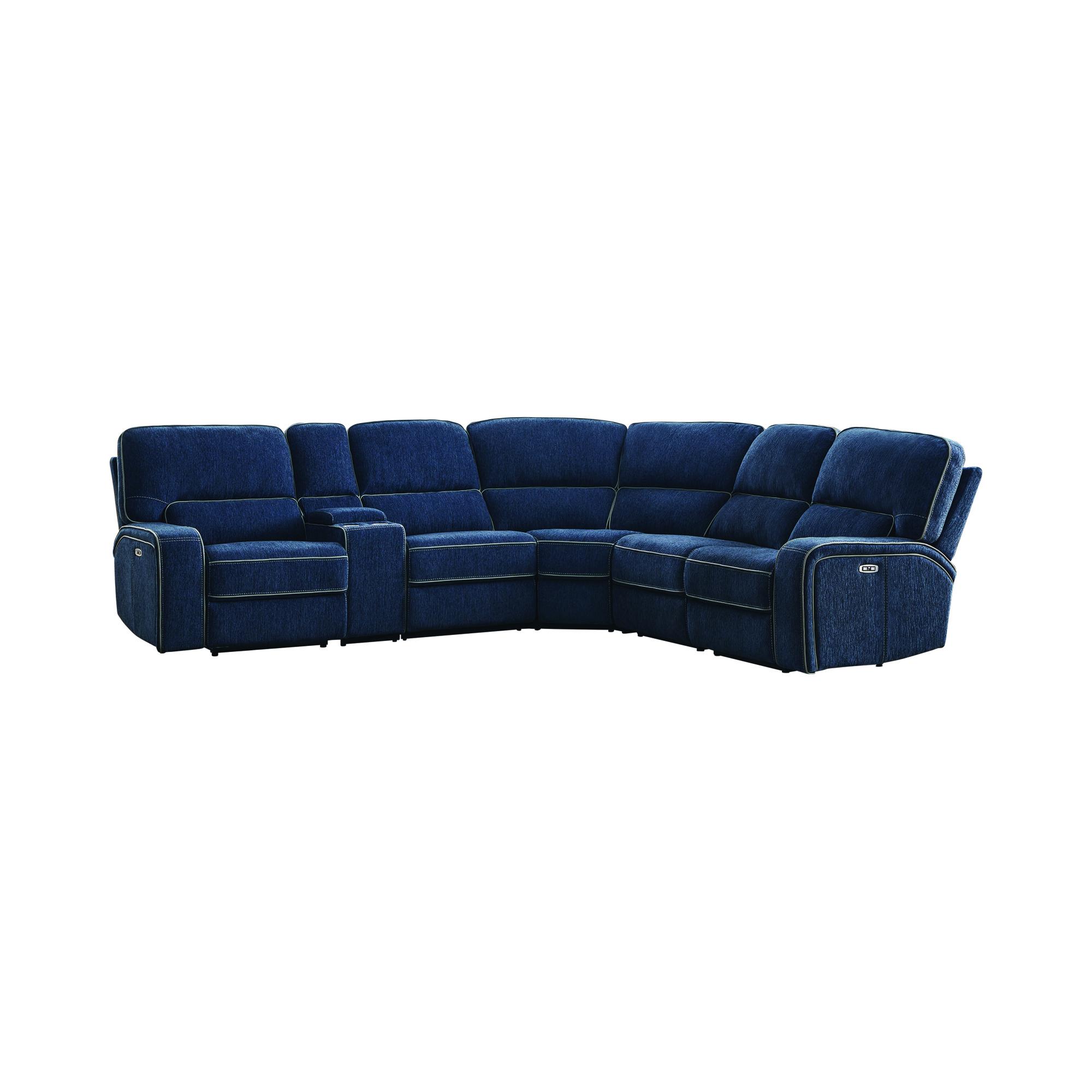 Modern 6pc power2 sectional Dundee 603370PP in Blue Fabric