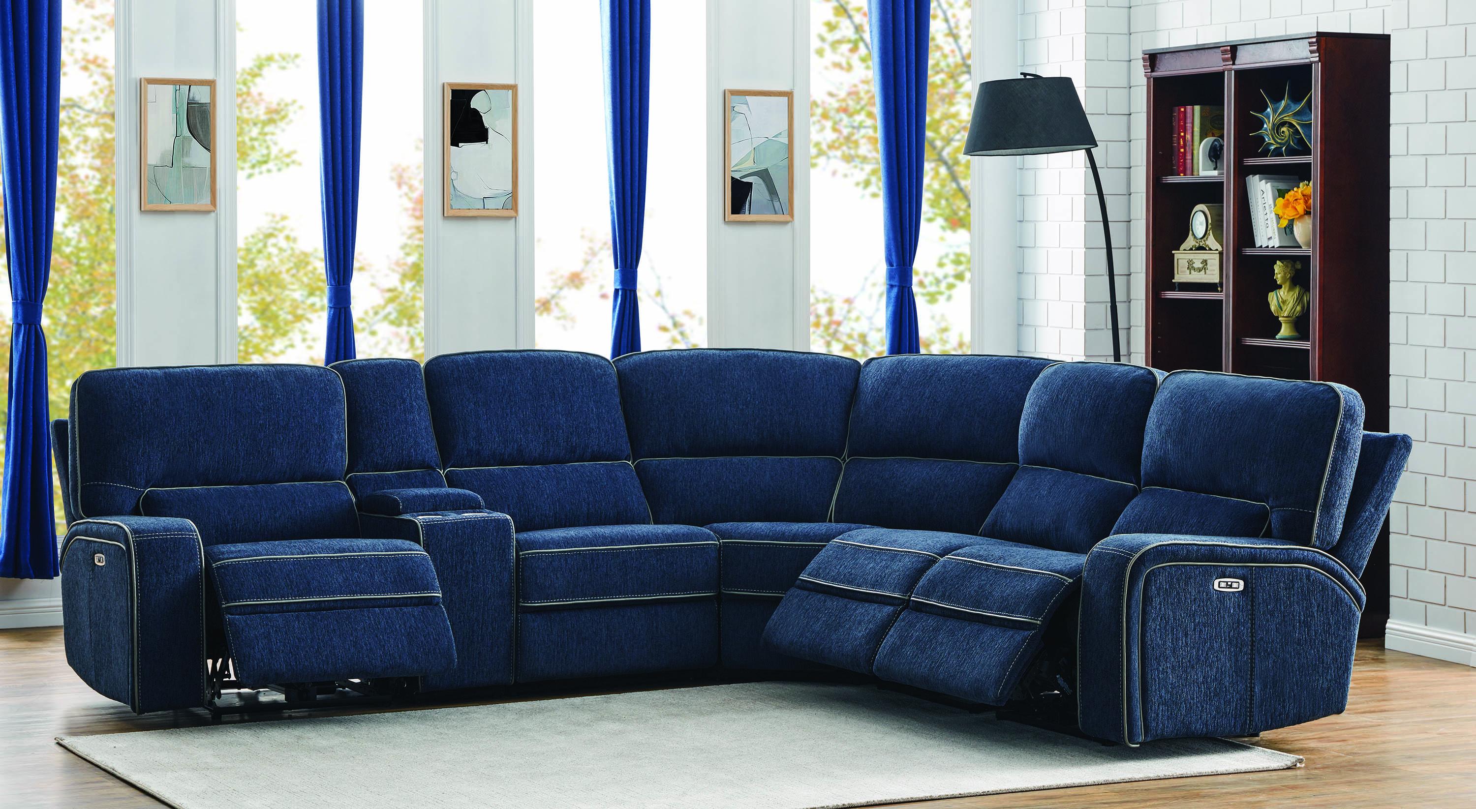 

    
Coaster Dundee 6pc power2 sectional Blue 603370PP
