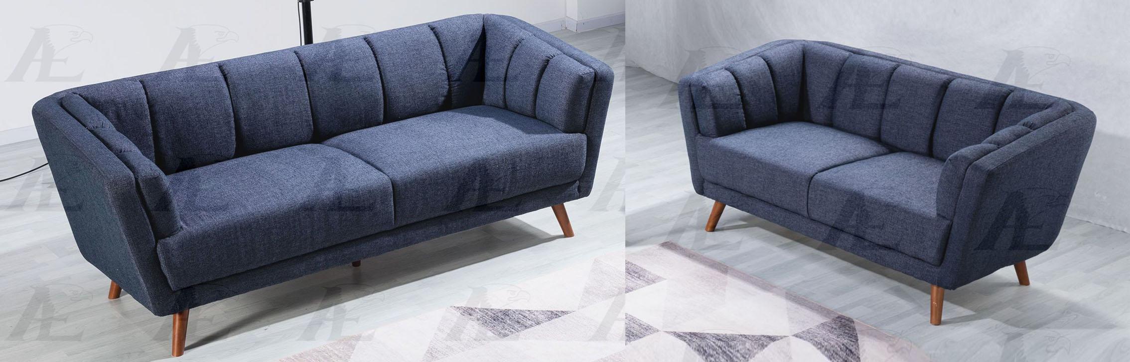 

    
Blue Gray Linen Sofa & Loveseat Set 2Pcs Contemporary American Eagle AE555
